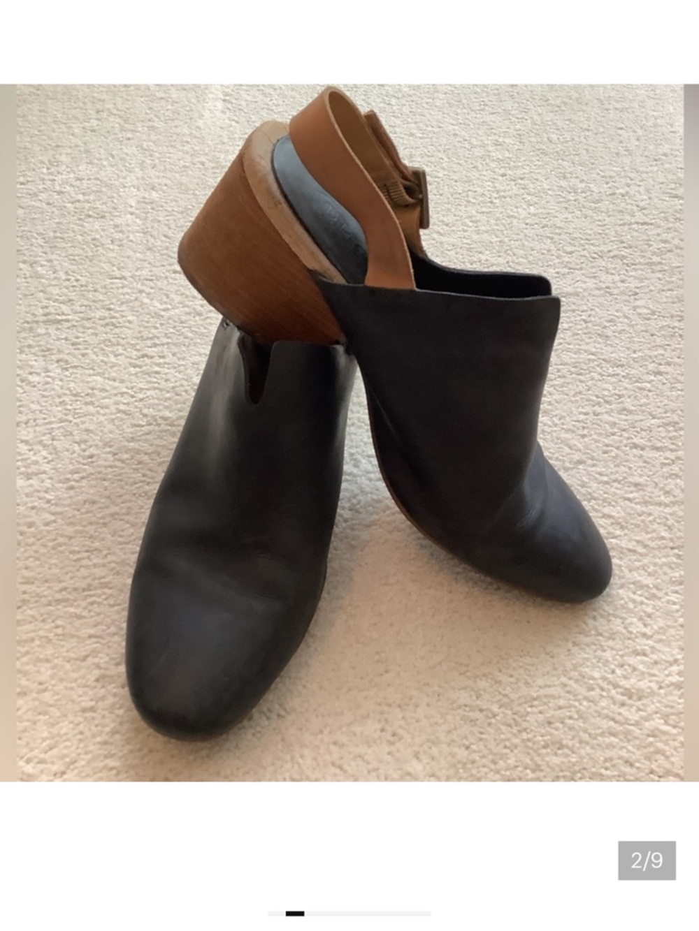 Korks Black Brown Sling Back Strap Heeled Mules Clogs Cork Heel 8.5 - Picture 4 of 4